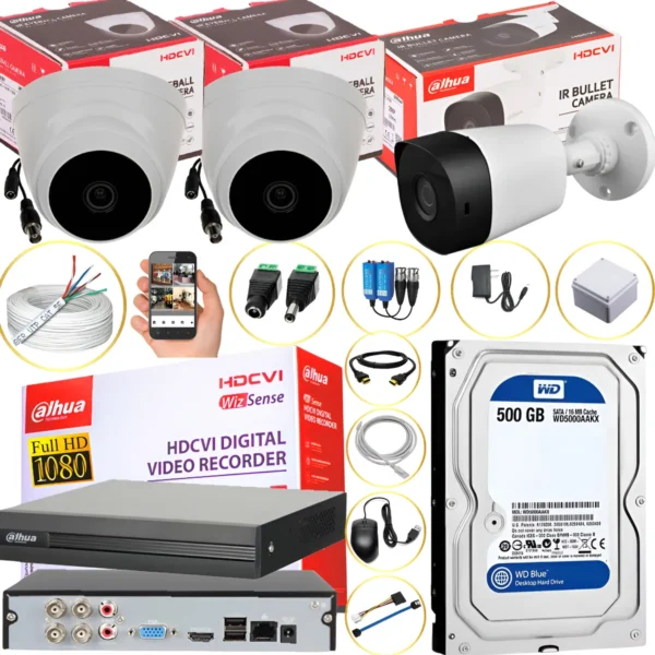 D_NQ_NP_2X_883585-MCO93478372013_092025-F Cámaras de Seguridad Kit CCTV 1080p Dahua DVR 4CH + 3 Cámaras